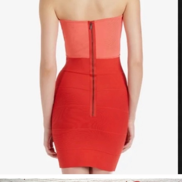 BCBG strapless tube dress size small bandage dress orange color block - Picture 7 of 7